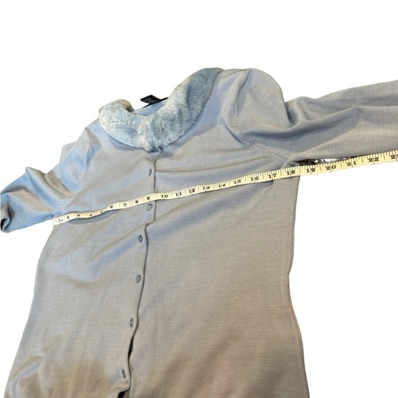 Silx by August Silk Blue Faux Fur Cardigan Women's Size Large - Picture 8 of 9